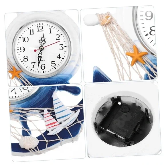 NWOT Nautical Blue and White Anchor Wall Clock - Picture 9 of 10